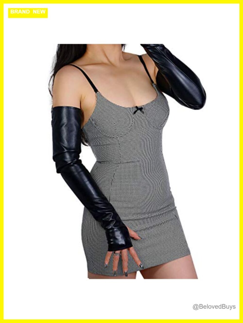 Faux Leather Fingerless Opera Long Gloves Women's Arm Warmers Costume Accessory